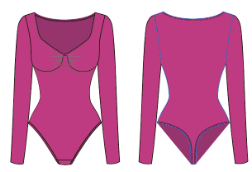 Karoxa Long Sleeve Chest Support Thong Bodysuit